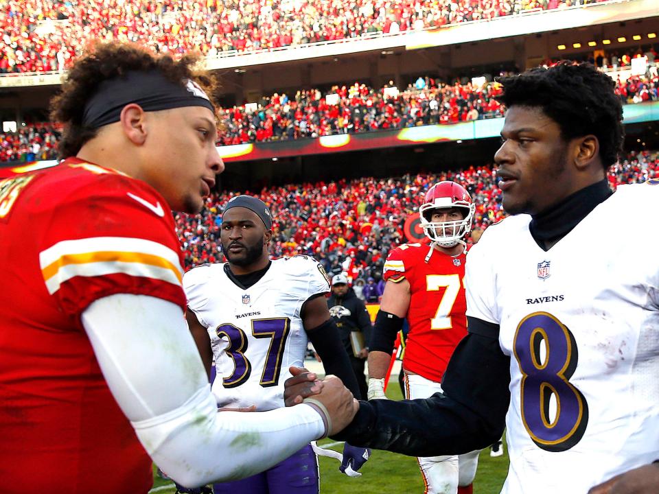 Patrick Mahomes meets Lamar Jackson on Monday nightGetty