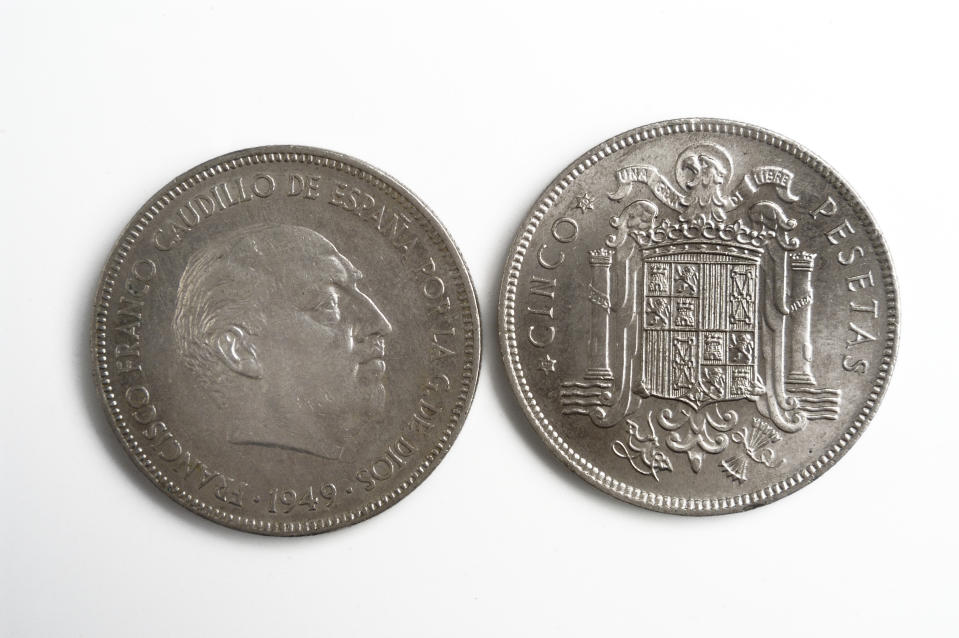 moneda española, cinco pesetas,