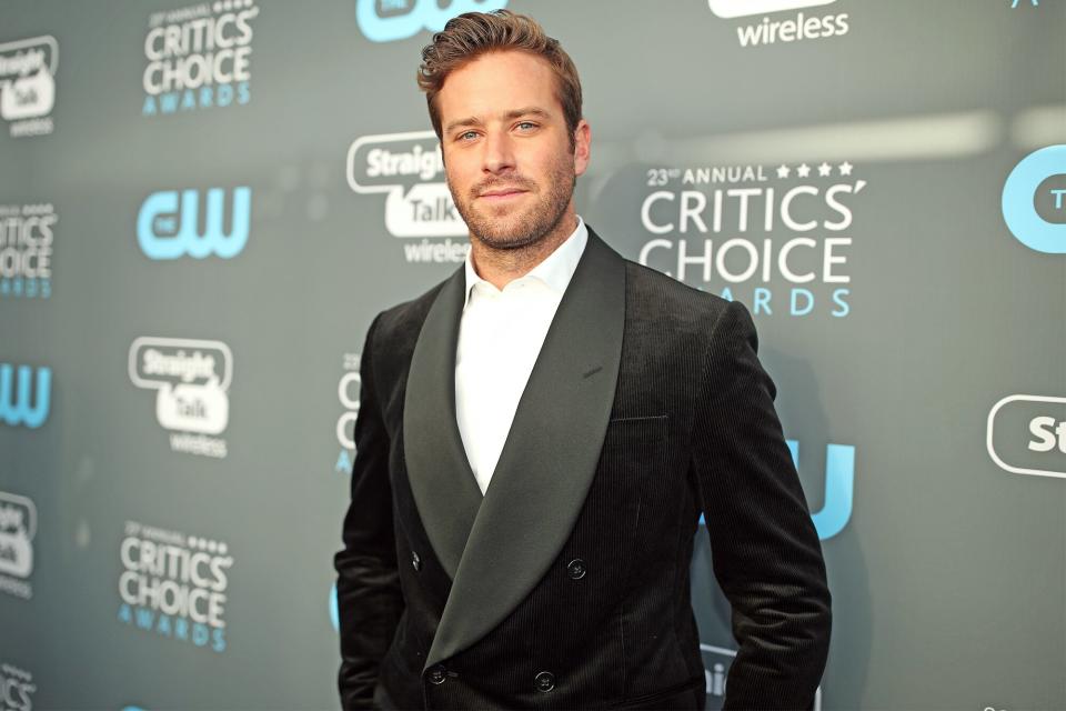 SANTA MONICA, CA - JANUARY 11: Actor Armie Hammer attends The 23rd Annual Critics' Choice Awards at Barker Hangar on January 11, 2018 in Santa Monica, California. (Photo by Christopher Polk/Getty Images for The Critics' Choice Awards )