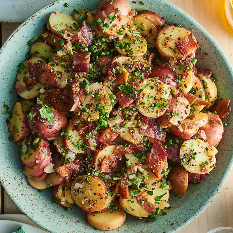 Classic German Potato Salad with Warm Bacon Dressing