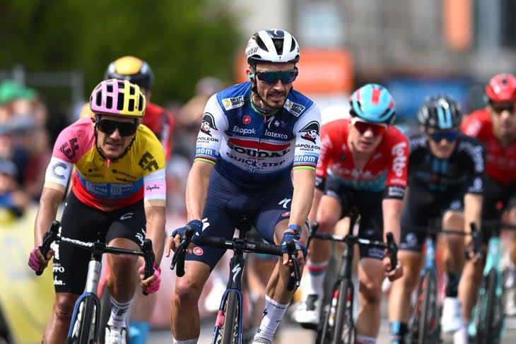 <span class="article__caption">Alaphilippe was back in the winner’s circle Monday. (Photo by Dario Belingheri/Getty Images)</span>