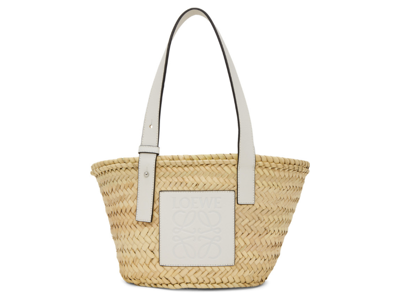 Loewe Beige & White Small Basket Tote. Image via Ssense.