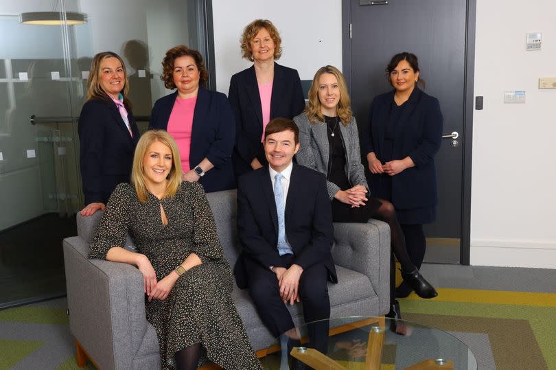 Ascent Homes: (L to R) Andrea Thoburn, Emma-Louise Smith, Sylvia Oldham, Lauren Sykes-Ascent, Siobhan Hope, Peter Dawson, and Karen McArthur.