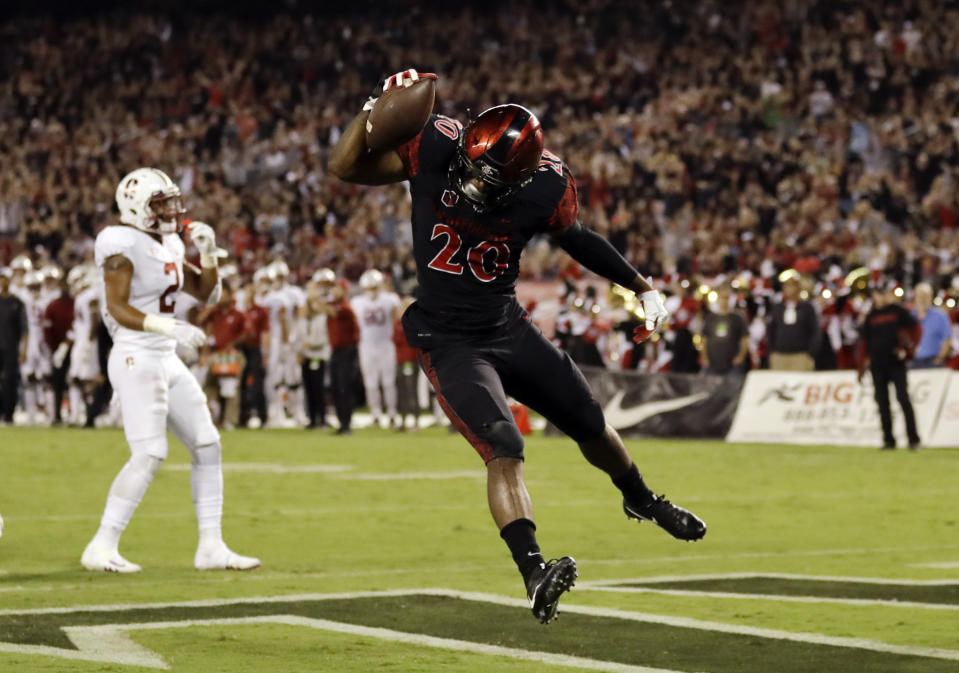 San Diego State’s Rashaad Penny has emerged from Donnel Pumphrey’s shadow to lead the nation in rushing. (AP)