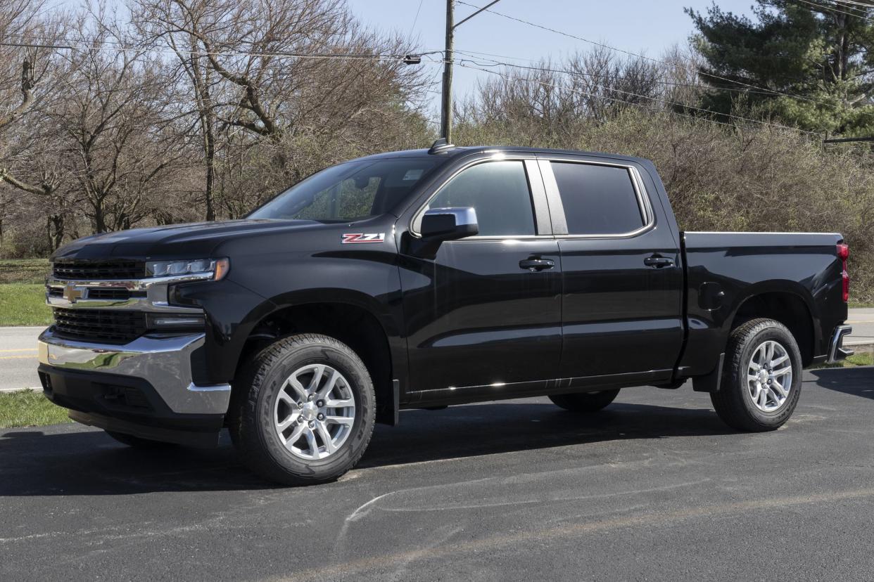 Logansport - Circa April 2022: Chevrolet Silverado 1500 Z71 display at a dealership. Chevy offers the Silverado in street, commercial and off-road models.