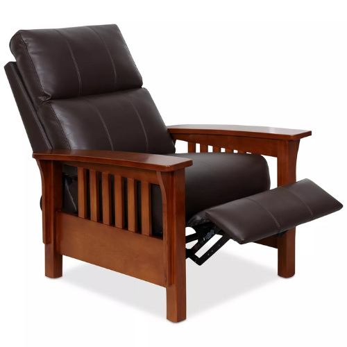 Harrison Leather Pushback Recliner against white background