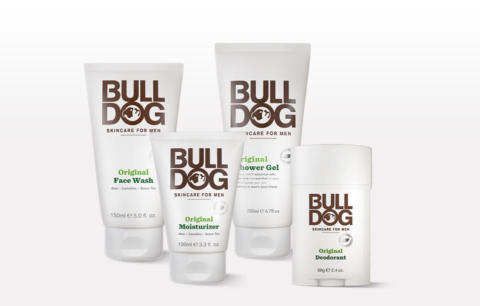 <p>Bulldog Skincare is now available in Canada and this kit includes the necessary products for grooming and personal care. The kit includes face wash (5 fl. oz.), shower gel (6.7 fl oz.), moisturizer (3.3 fl. oz.) and deodorant (2.4 oz.). Each product is a blend of natural ingredients fusing camelina sativa seed oil, green tea extract and aloe vera and this selection is designed for men with normal skin.<br><a rel="nofollow noopener" href="https://www.bulldogskincare.com/us/en/kits/original-full-body-kit/p/original-full-body-kit" target="_blank" data-ylk="slk:SHOP IT: Bulldog Skincare, $36;elm:context_link;itc:0;sec:content-canvas" class="link "><strong>SHOP IT: Bulldog Skincare, $36</strong></a> </p>