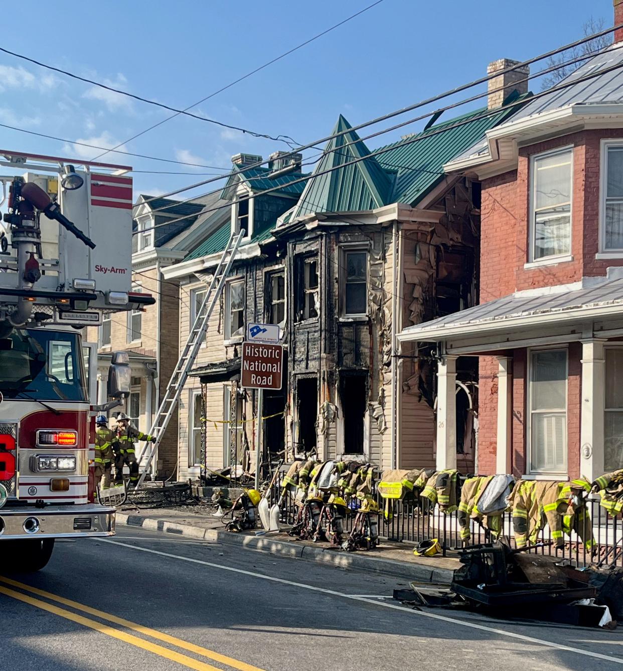 A 28 S. Main St. apartment house in downtown Boonsboro after dozens of firefighters put out a Friday morning fire.