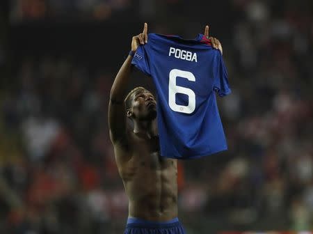 Football Soccer - Ajax Amsterdam v Manchester United - UEFA Europa League Final - Friends Arena, Solna, Stockholm, Sweden - 24/5/17 Manchester United's Paul Pogba celebrates winning the Europa League Reuters / Lee Smith Livepic