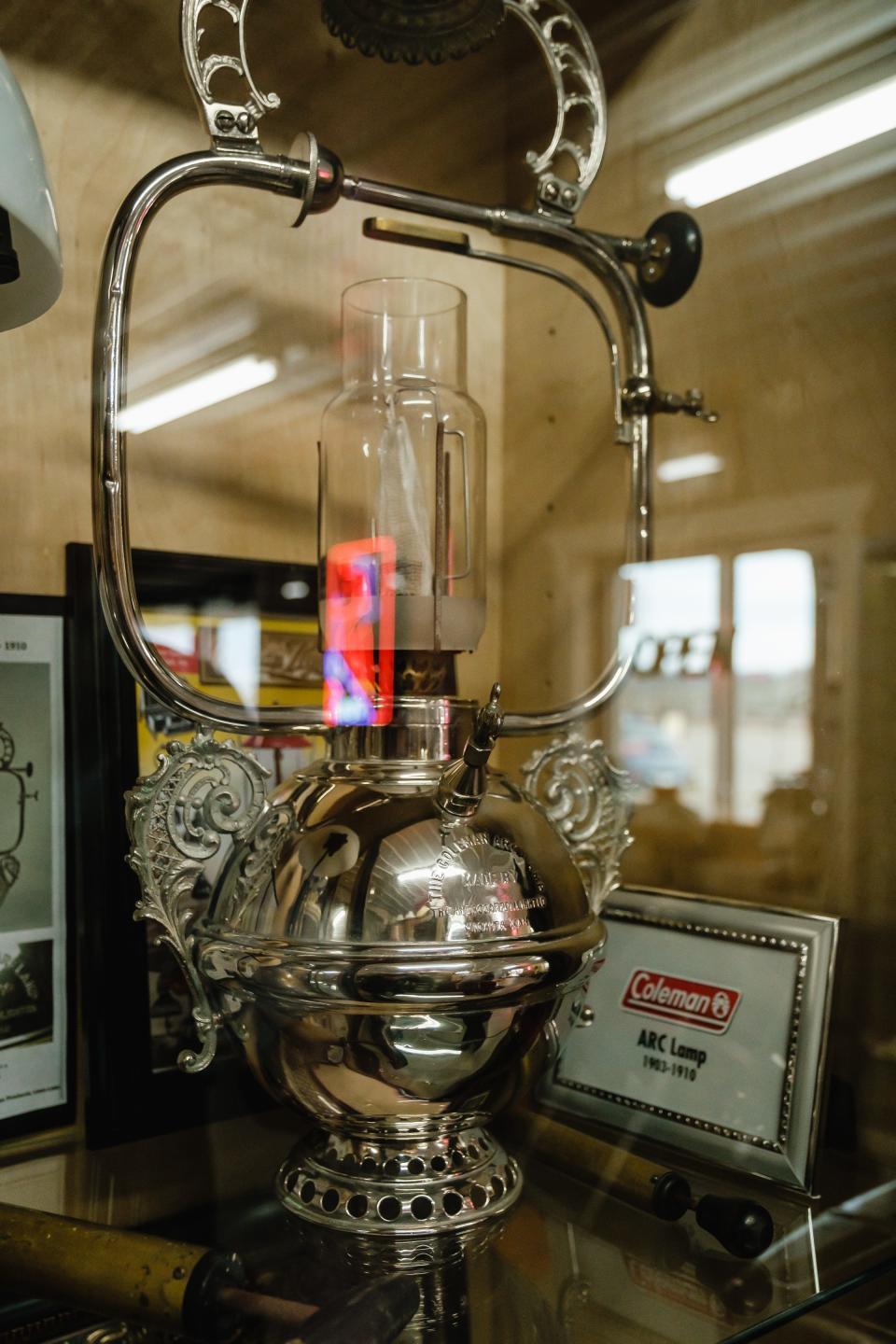 An arc lamp on display at Erb's Coleman Museum in Sugarcreek.