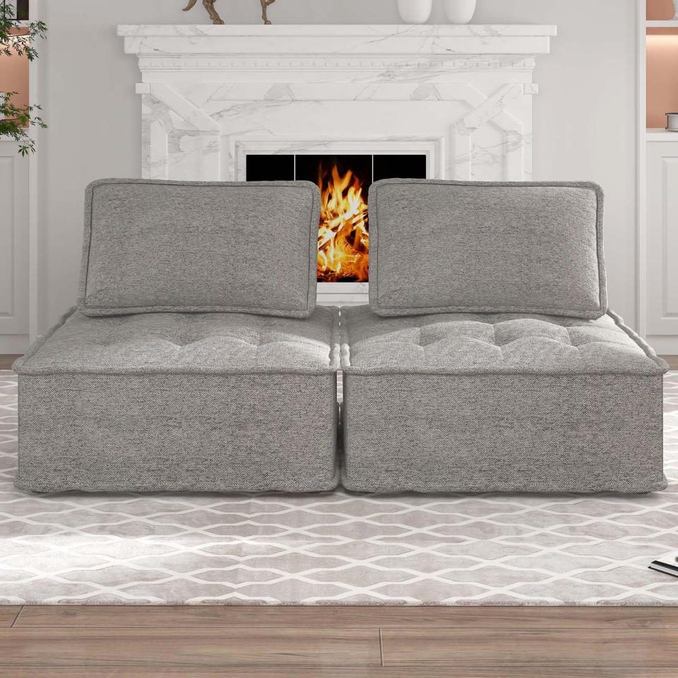 <p><a href="https://go.redirectingat.com?id=74968X1596630&url=https%3A%2F%2Fwww.walmart.com%2Fip%2FMUZZ-2-Seater-Modular-Sectional-Sofa-Variable-Sofa-Couch-Set-Oversized-Soft-Seat-Free-Combination-Armless-Living-Room-Bedroom-Light-Grey-2PCS%2F2053862899&sref=https%3A%2F%2Fwww.womansday.com%2Fhome%2Fdecorating%2Fg43979082%2Fbest-couches-on-walmart%2F" rel="nofollow noopener" target="_blank" data-ylk="slk:Shop Now;elm:context_link;itc:0;sec:content-canvas" class="link ">Shop Now</a></p><p>2-Seater Modular Sectional Sofa </p><p>$153.99</p><p>walmart.com</p>