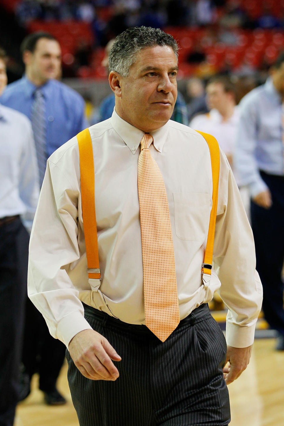 ATLANTA, GA - MARCH 10: Head coach Bruce Pearl of the Tennessee Volunteers looks on against the Arkansas Razorbacks during the first round of the SEC Men's Basketball Tournament at the Georgia Dome on March 10, 2011 in Atlanta, Georgia. (Photo by Kevin C. Cox/Getty Images)