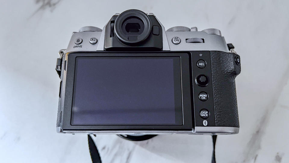 The rear control panel and LCD display on the Fujifilm X-T50