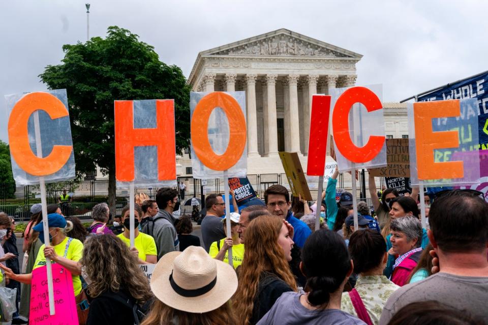 Pro-choice demonstrators rally outside the Supreme Court (Copyright 2022 The Associated Press. All rights reserved.)