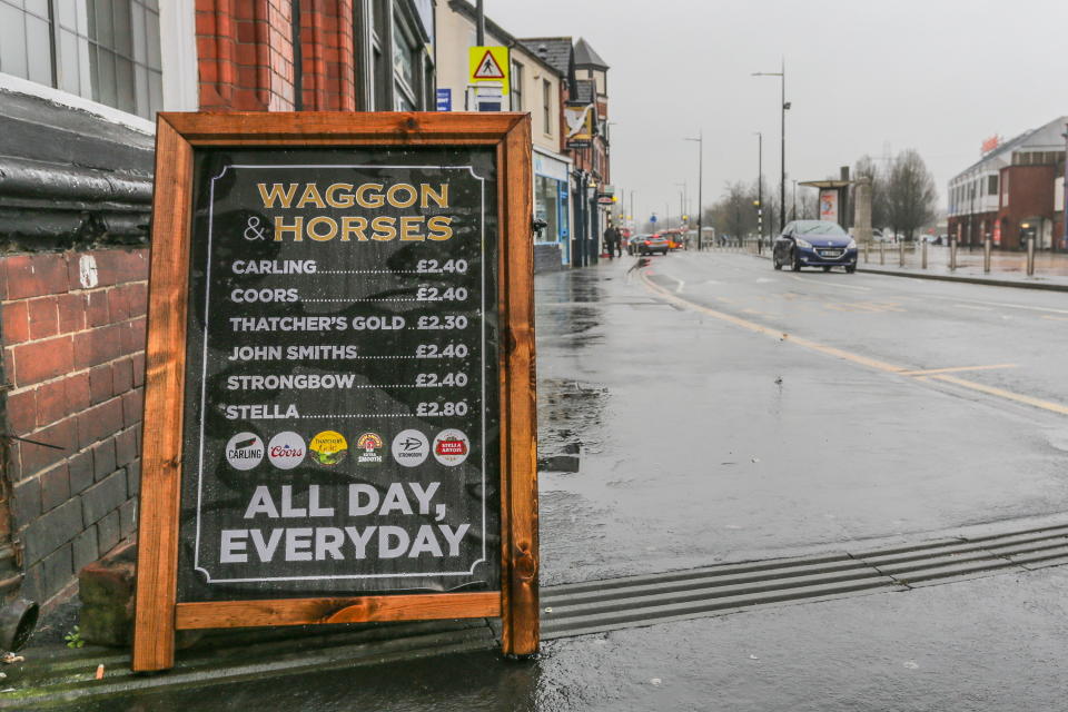 The Waggon and Horses in Oldbury is selling all beers, ciders and ales for less than £2.90 to encourage customers to drink in traditional local pubs. (SWNS)