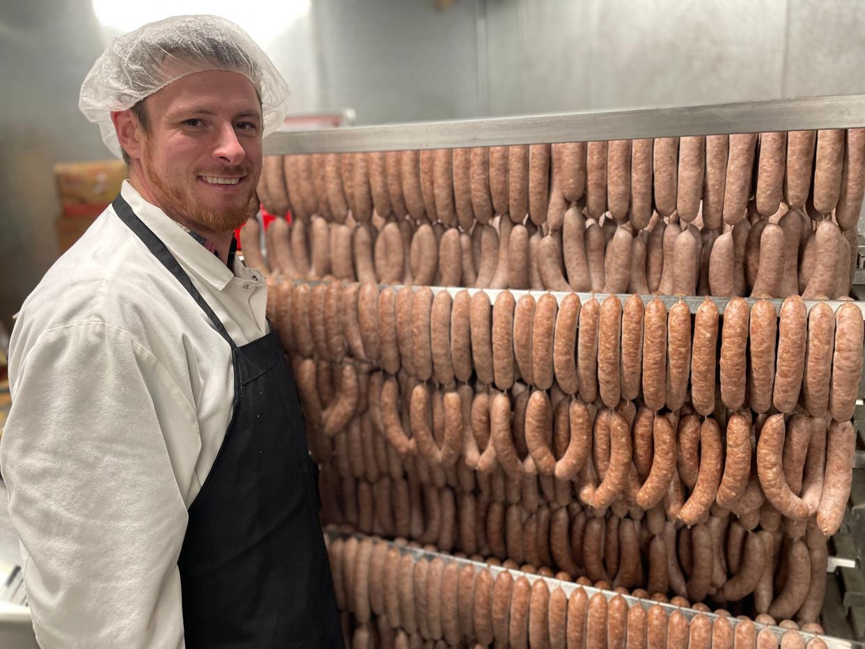 Nathan Broker is the head sausage-maker at Fox Bros. Piggly Wiggly. He earned the title of Master Meat Crafter in December 2023 after completing a two-year program at the University of Wisconsin-Madison.
