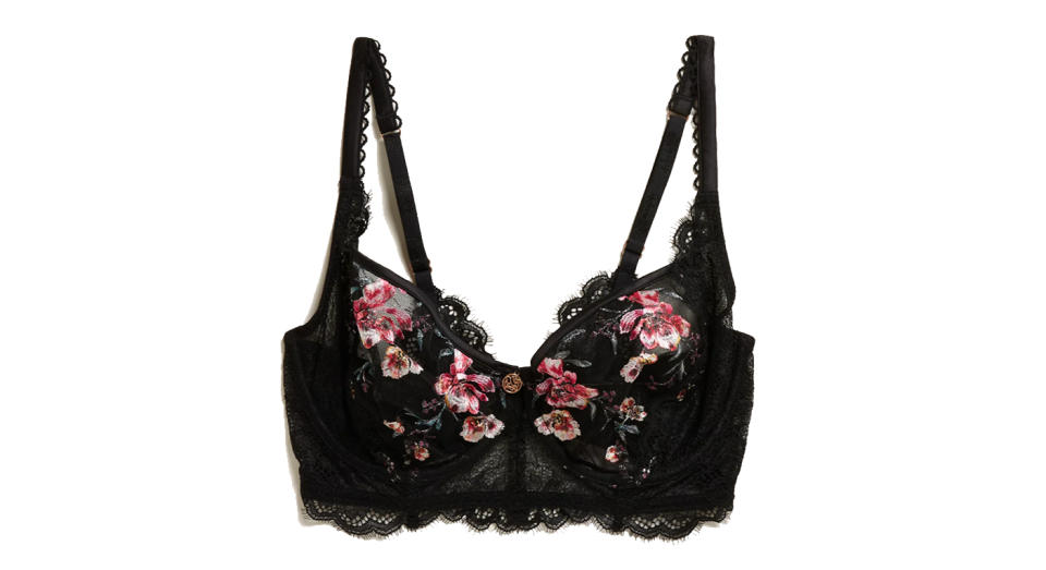 Floral Embroidered Non-Padded Balcony Bra A-E