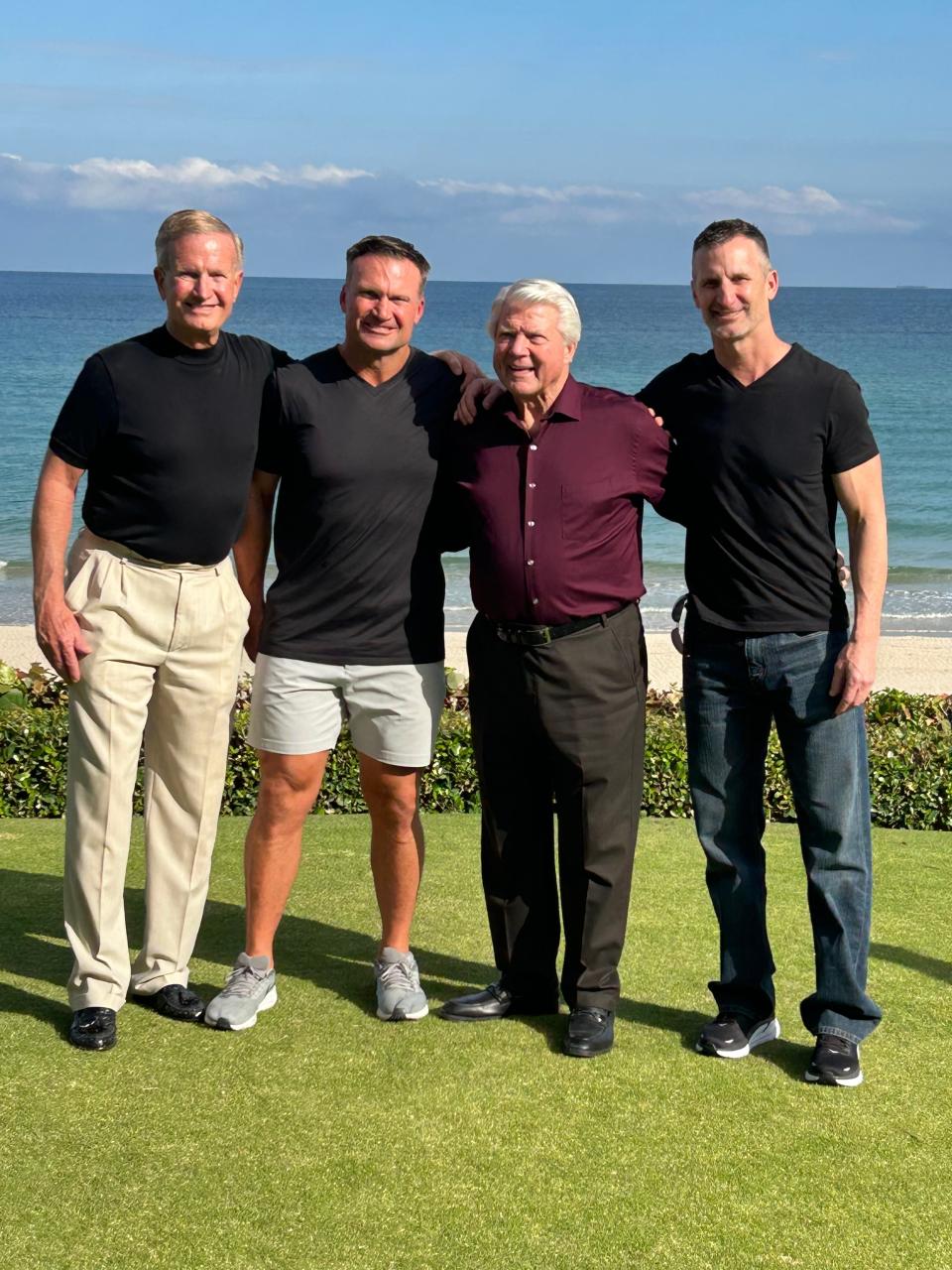 The Thomas family poses with legendary coach Jimmy Johnson the day Zach learns he'll be inducted into the NFL Hall of Fame. From left, Steve Thomas, Zach Thomas, Jimmy Johnson, Bart Thomas.