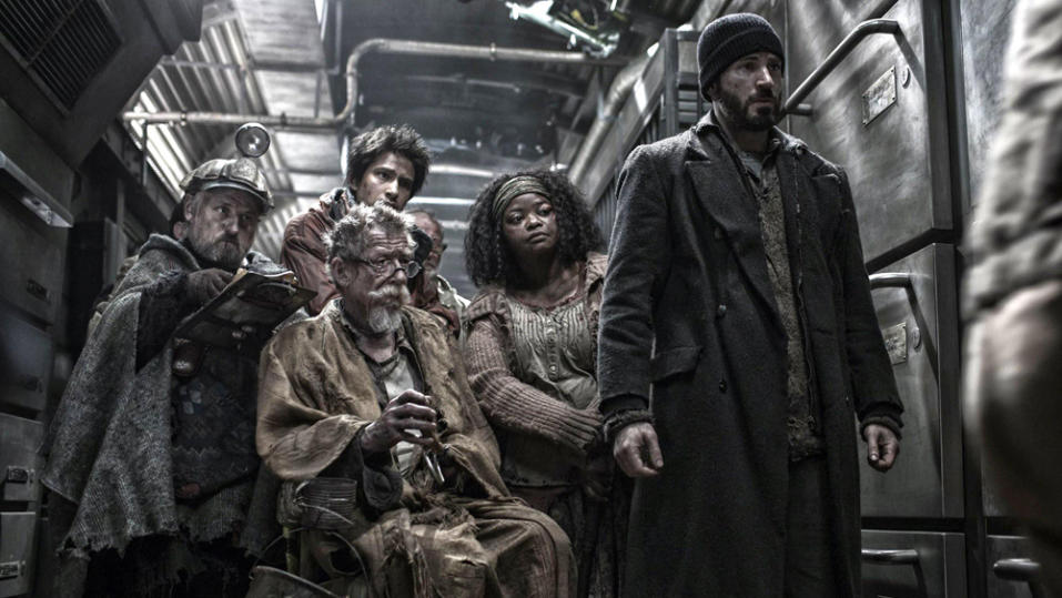 Editorial use only. No book cover usage.Mandatory Credit: Photo by Snowpiercer/Moho/Opus/Kobal/REX/Shutterstock (5883392t)John Hurt, Chris EvansSnowpiercer - 2013Director: Joon-Ho BongSnowpiercer/Moho Films/Opus PicturesSOUTH KOREA/USA/FRANCEScene StillScifiSnowpiercer - le transperceneige