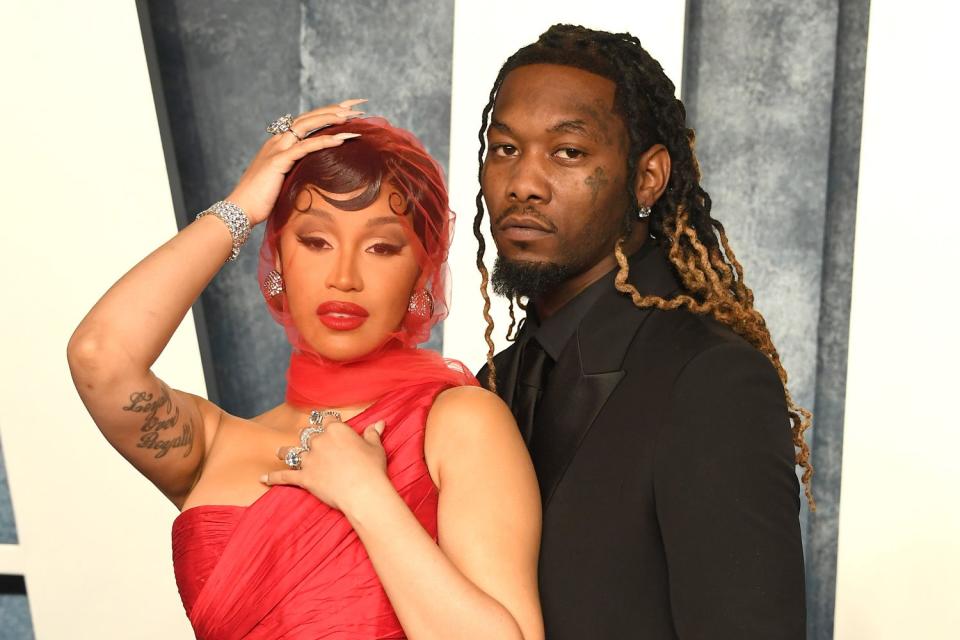 <p>Steve Granitz/FilmMagic</p> Cardi B and Offset at the Vanity Fair Oscar Party in 2023.