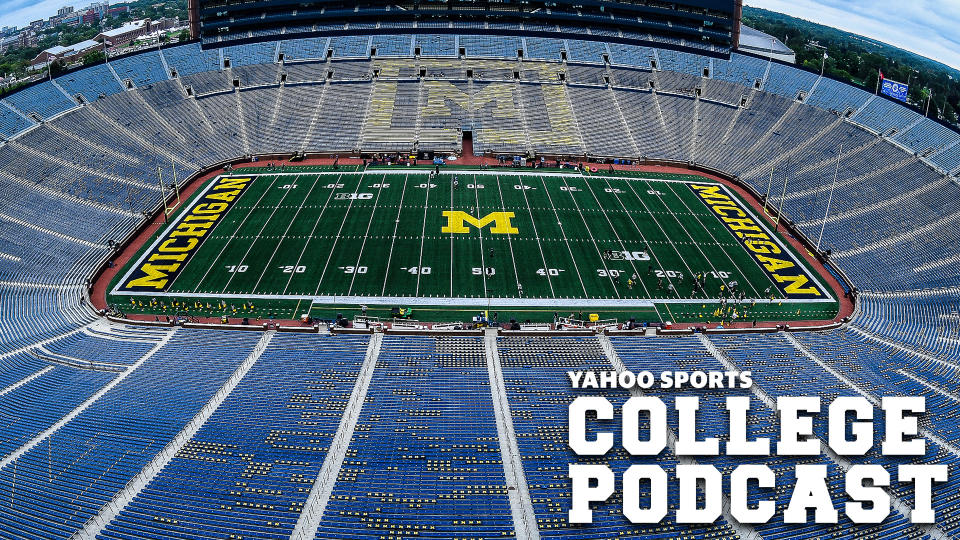Michigan Stadium sits empty before a home game in 2019. Would the college athletics landscape ever be the same if the 2020 CFB season doesn't happen. Dan Wetzel, Pete Thamel & SI's Pat Forde investigate on the latest Yahoo Sports College Podcast. (Photo by Steven King/Icon Sportswire via Getty Images)