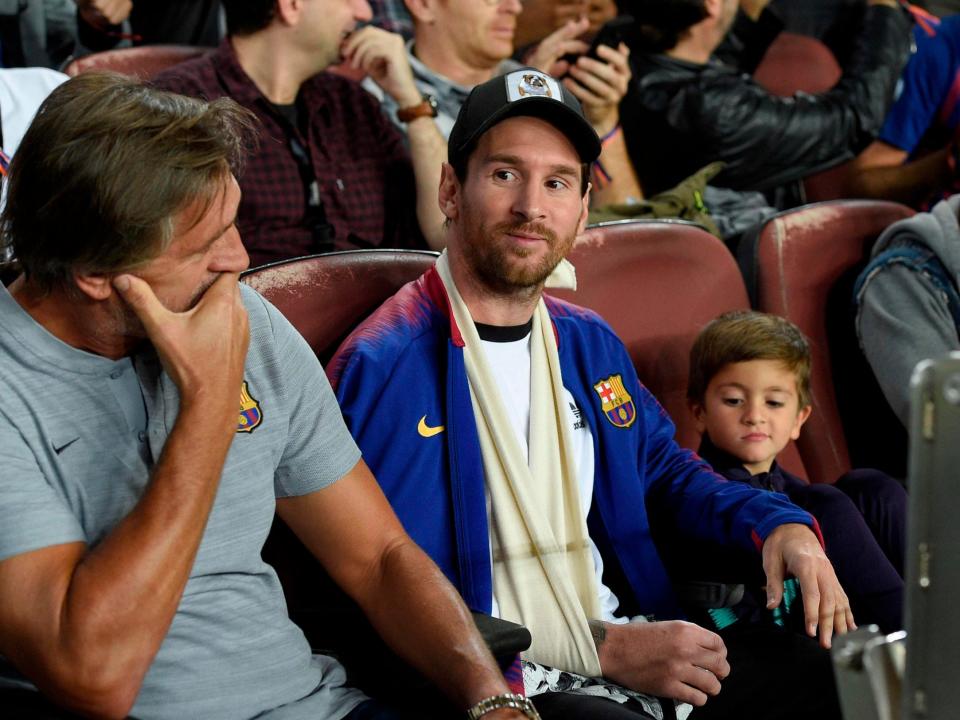 Lionel Messi is ruled out of the match with a fractured arm: AFP/Getty Images