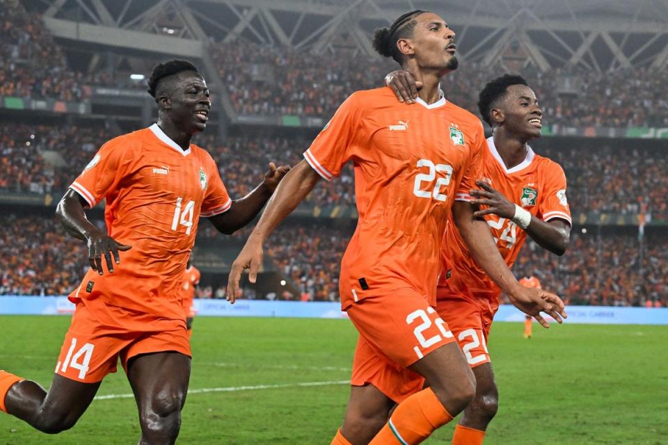 Sebastien Haller was the hero for the Elephants after scoring the winner with nine minutes remaining (AFP via Getty Images)