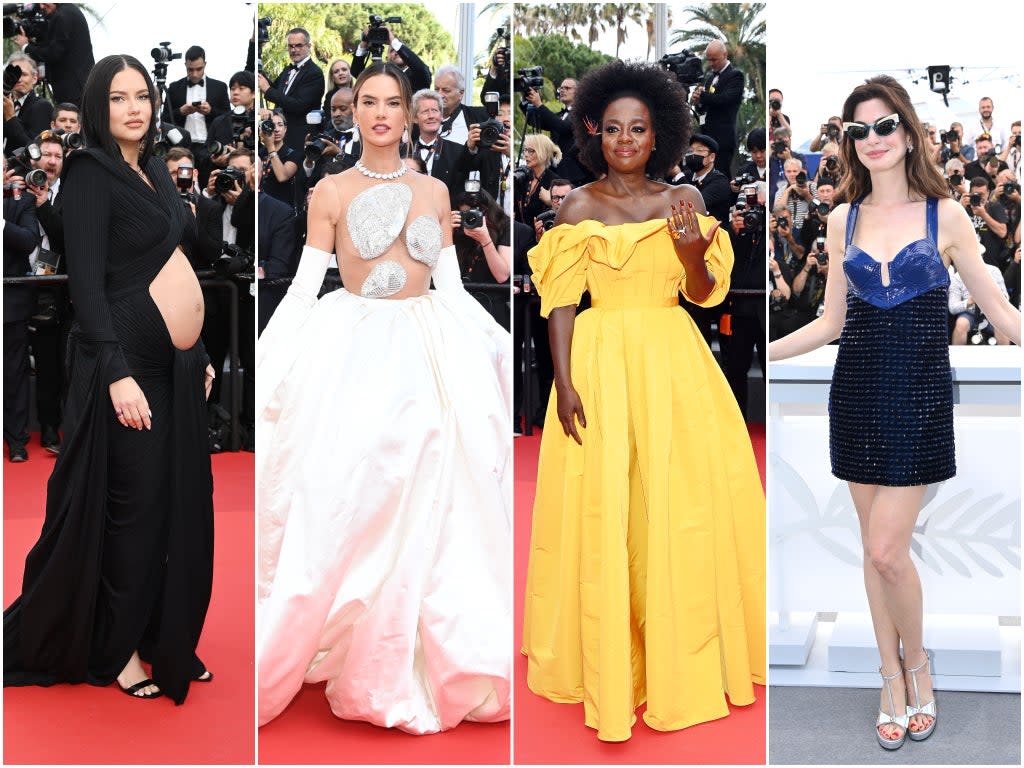 Adriana Lima, Alessandra Ambrosio, Viola David and Anne Hathaway at Cannes 2022 (Getty)