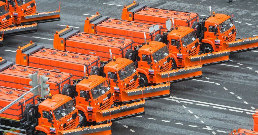 Moscow's parade of city services vehicles.