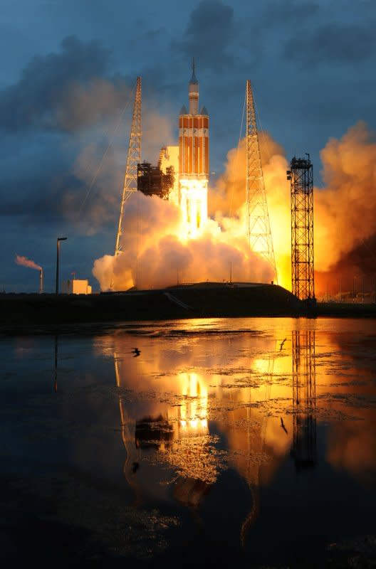 A United Launch Alliance Delta IV Heavy rocket launches NASA's Orion Spacecraft at the Cape Canaveral Air Force Station, Florida, on December 5, 2014. File Photo by Joe Marino-Bill Cantrell/UPI