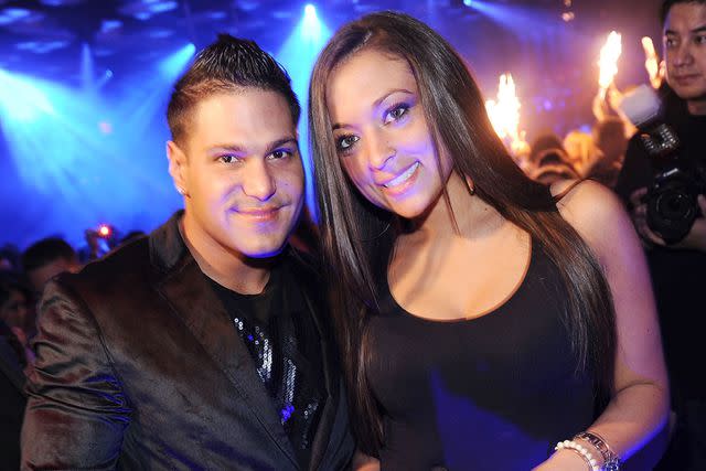 <p>getty</p> (L-R) Ronnie Ortiz-Magro and Sammi "Sweetheart" Giancola are pictured hosting at Jet Nightclub at The Mirage on March 6, 2010 in Las Vegas, Nevada.