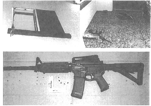Photo of an AR-15 and shell casing from the crime scene where police say Joseph Ebner fired over 100 shots during a drug-induced episode (LVMPD)