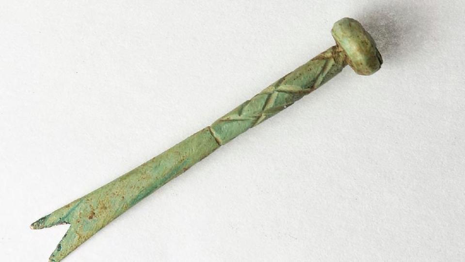 Close up of green Roman nail clipper