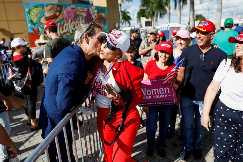 Former U.S. President Donald Trump holds a campaign rally in Hialeah