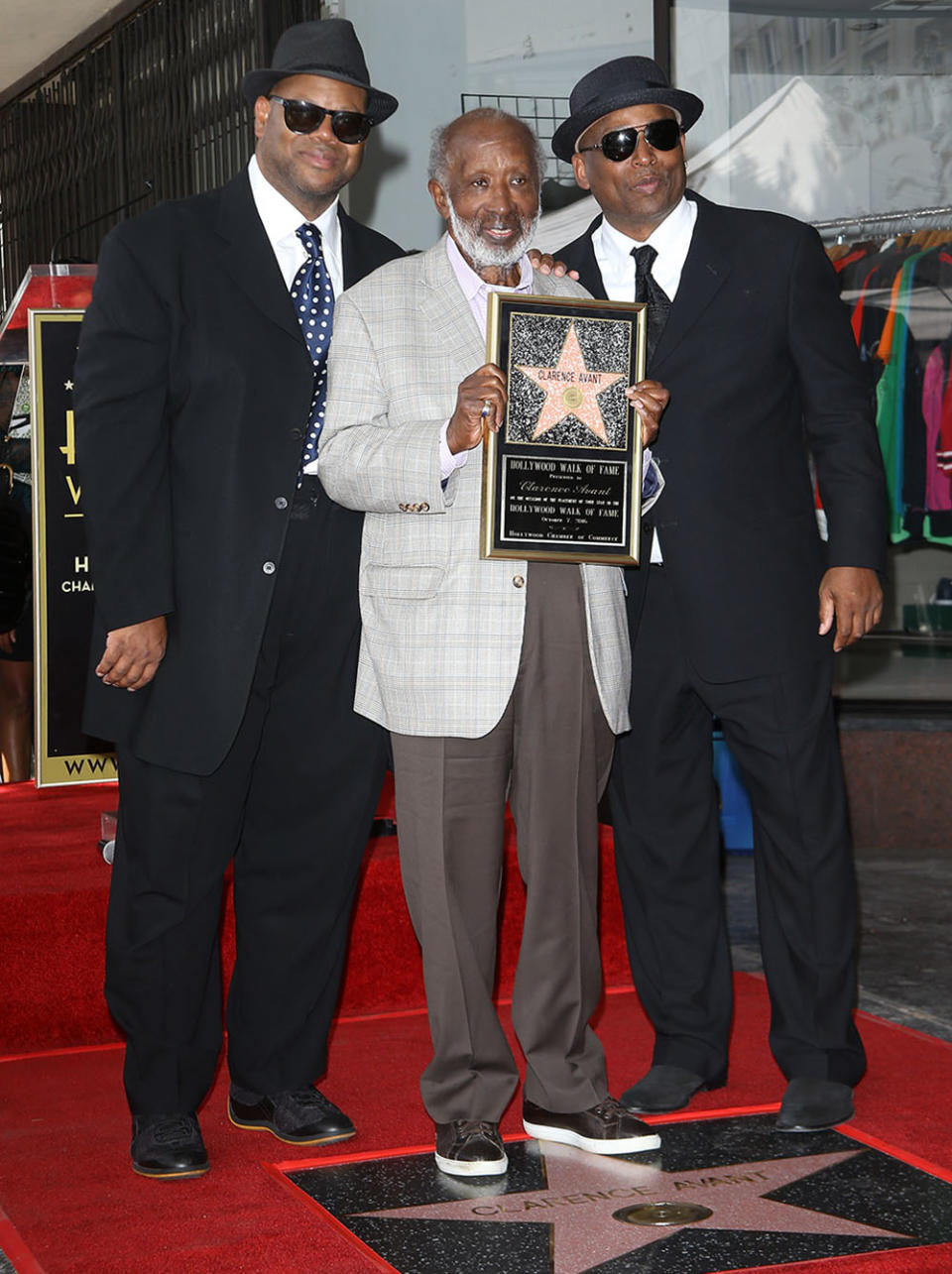 Jimmy Jam, Clarence Avant and Terry Lewis attend the ceremony honoring Clarence Avant with a Star on The Hollywood Walk of Fame held on October 7, 2016 in Hollywood, California.