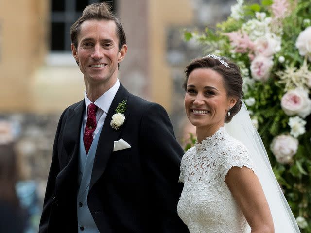 <p>UK Press Pool/UK Press/Getty</p> Pippa Middleton and James Matthews after their wedding at St Mark's Church in 2017