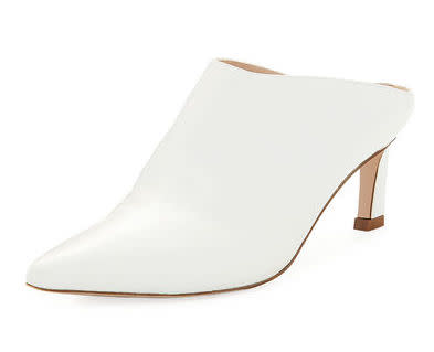 Stuart Weitzman Mira Kitten-Heel Leather Mule.