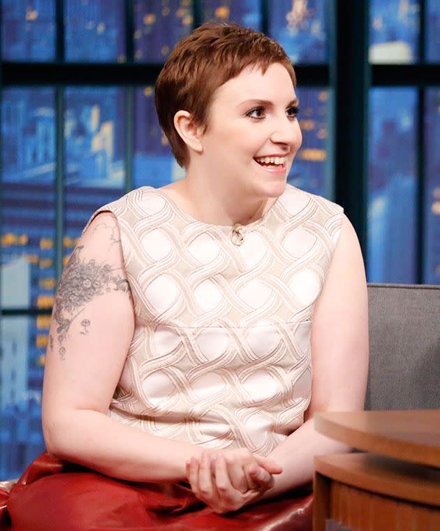 Lena Dunham reveals her new 'do. Getty Images.