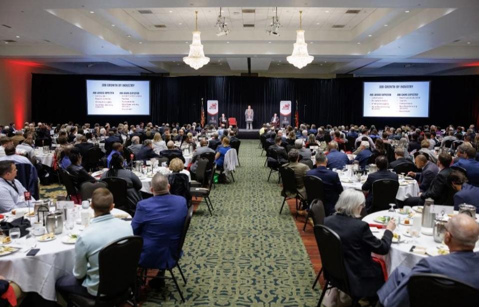 About 500 people attended the 40th year meeting of UGA's Georgia Economic Outlook event held in Athens at the Classic Center.