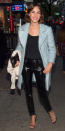 <p>Chung was all smiles for a night out in New York City, wearing patent leather pants, a plain black top, and a fuzzy baby blue coat. </p>