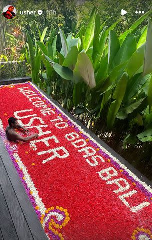 <p>usher/Instagram</p> Usher takes a dip in the pool in Bali
