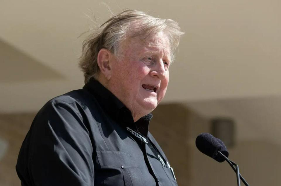 San Antonio businessman Red McCombs speaks at Circuit of the Americas in Austin on Oct. 21, 2012.