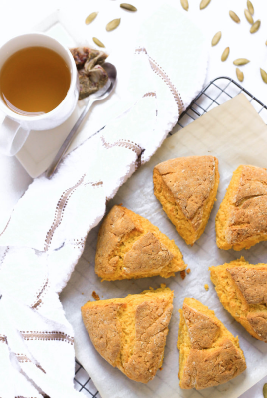 <p>Dish by Dish</p><p>Moist, fluffy and tender, these gluten-free pumpkin scones are simple to make, oozing with pumpkin flavor and ready in just 30 minutes! </p><p><strong>Get the recipe: <em><a href="https://www.dishbydish.net/gluten-free-pumpkin-scones/" rel="nofollow noopener" target="_blank" data-ylk="slk:Gluten-Free Pumpkin Scones;elm:context_link;itc:0;sec:content-canvas" class="link rapid-noclick-resp">Gluten-Free Pumpkin Scones</a></em></strong></p>