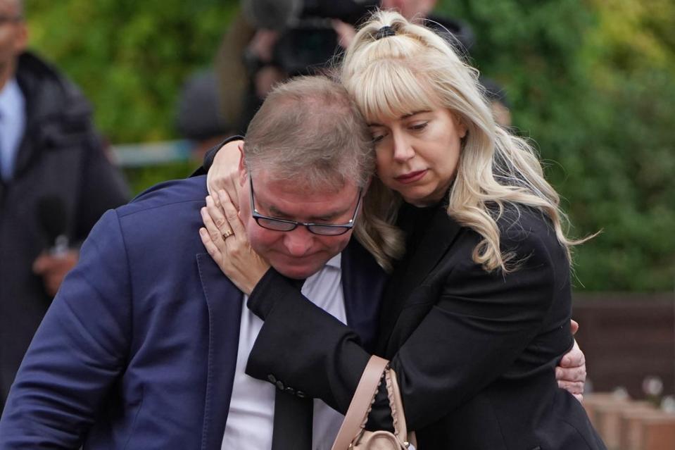 MP Mark Francois after laying flowers for Sir David Amess at Belfairs Methodist Church (PA)