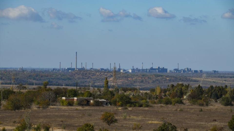 A view of the Avdiivka Coke and Chemical Plant in the front-line town of Avdiivka, Donetsk Oblast, on Oct. 18, 2023. (Stringer/AFP via Getty Images)