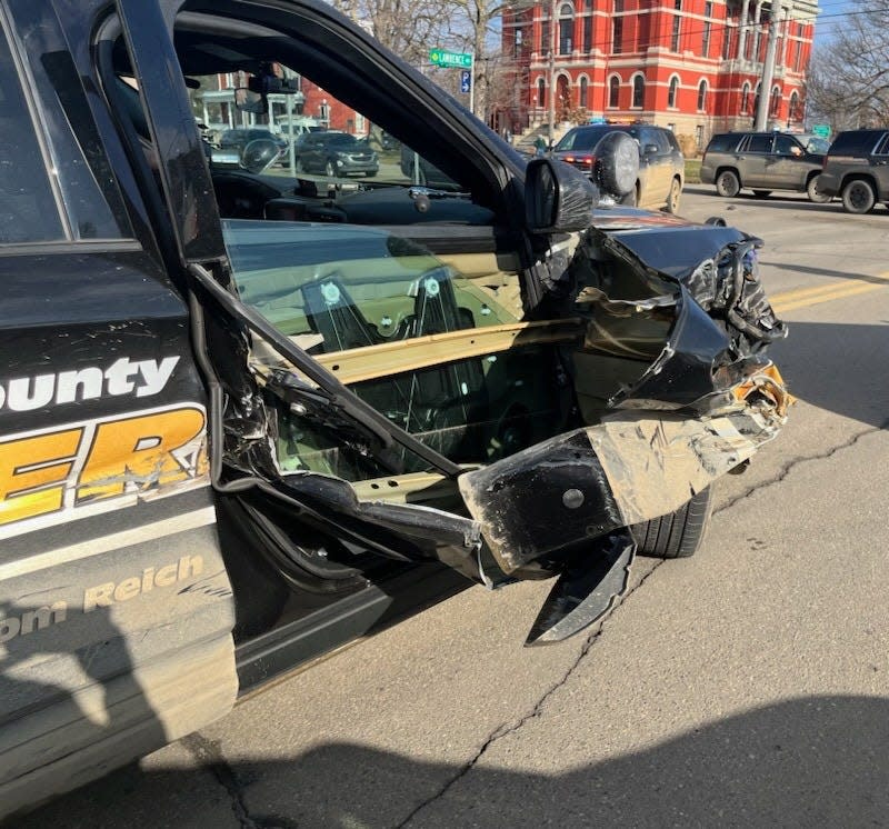 An Eaton County Sheriff's deputy was treated for non-life-threatening injuries following a  multi-county police pursuit that began near Battle Creek and ended in southern Eaton County on Tuesday, officials said.