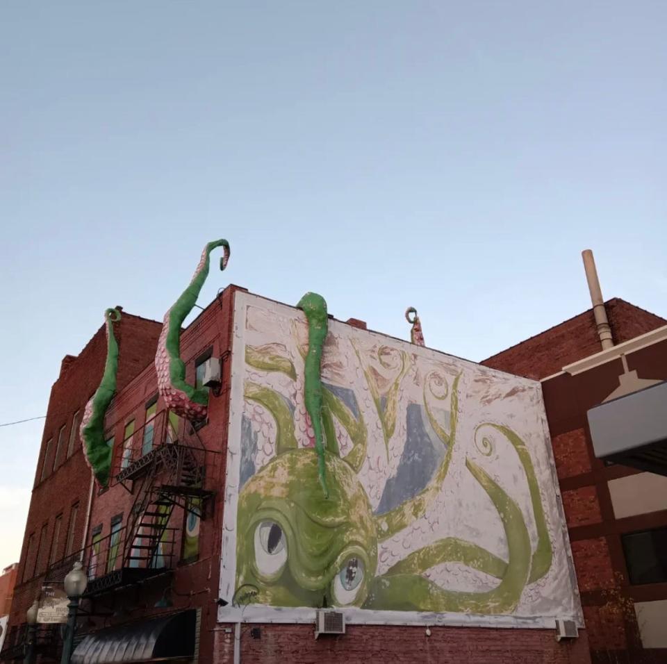 Years of exposure to the elements have faded Thomas Morgan's octopus mural -- "Polypus" -- in downtown Canton. With help from $10,000 he hopes to raise from a GoFundMe page, the artist plans to restore and recreate the mural.