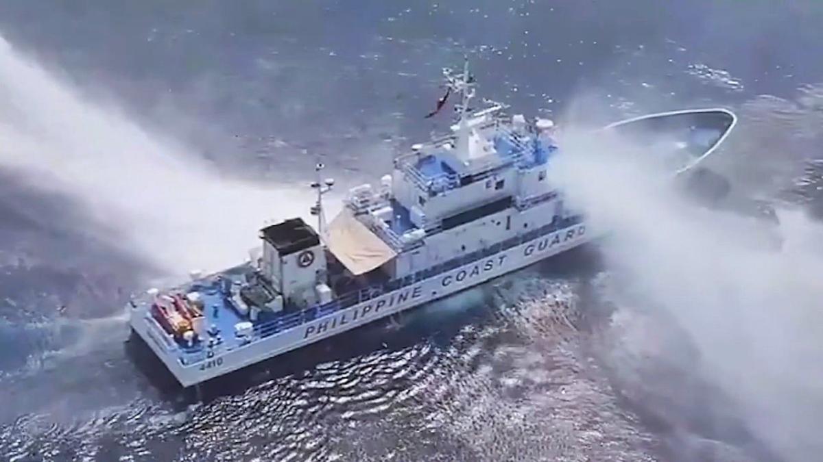 China Coast Guard rams and fires water cannons at Philippine vessels