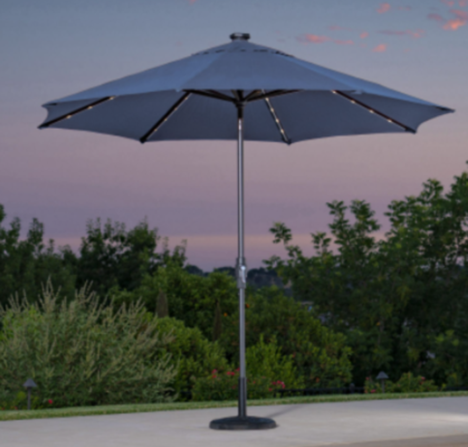 The SunVilla Solar LED Market Umbrella has been recalled because lithium-ion batteries pose a risk of overheating, which could lead to the umbrella catching fire or causing a burn (SunVilla/United States Consumer Product Safety Commission)