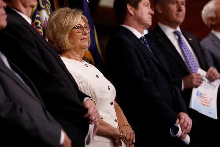 Rep. Diane Black (R-TN) looks on after announcing the 2018 budget blueprint during a press conference on Capitol Hill in Washington, U.S., July 18, 2017. REUTERS/Aaron P. Bernstein